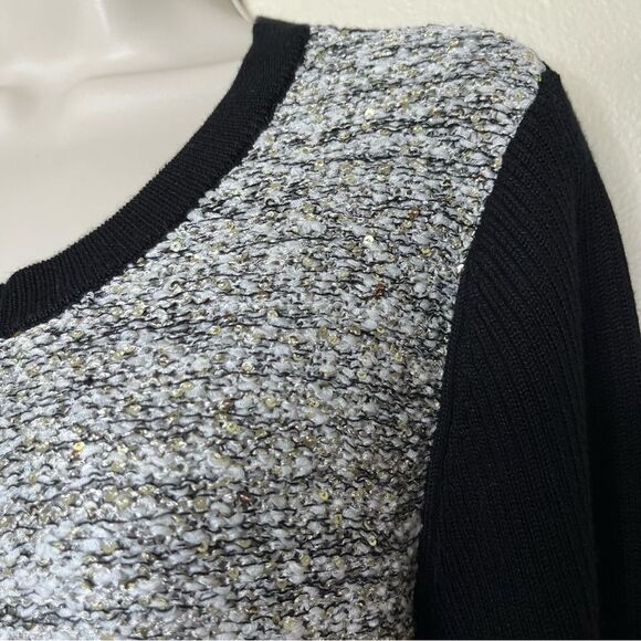 Lane Bryant Sequin Front Zip Up Moto Bomber Cardigan Black Rib Knit Women 18/20 - Picture 6 of 14